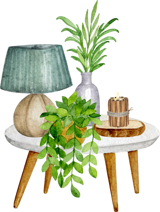 Watercolor boho flat, home decor